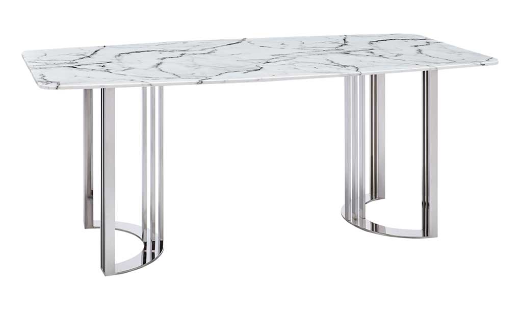 131 silver marble dining table for room front 1