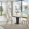 Astonishing White Marble Dining Set - 3405 Chair Beige