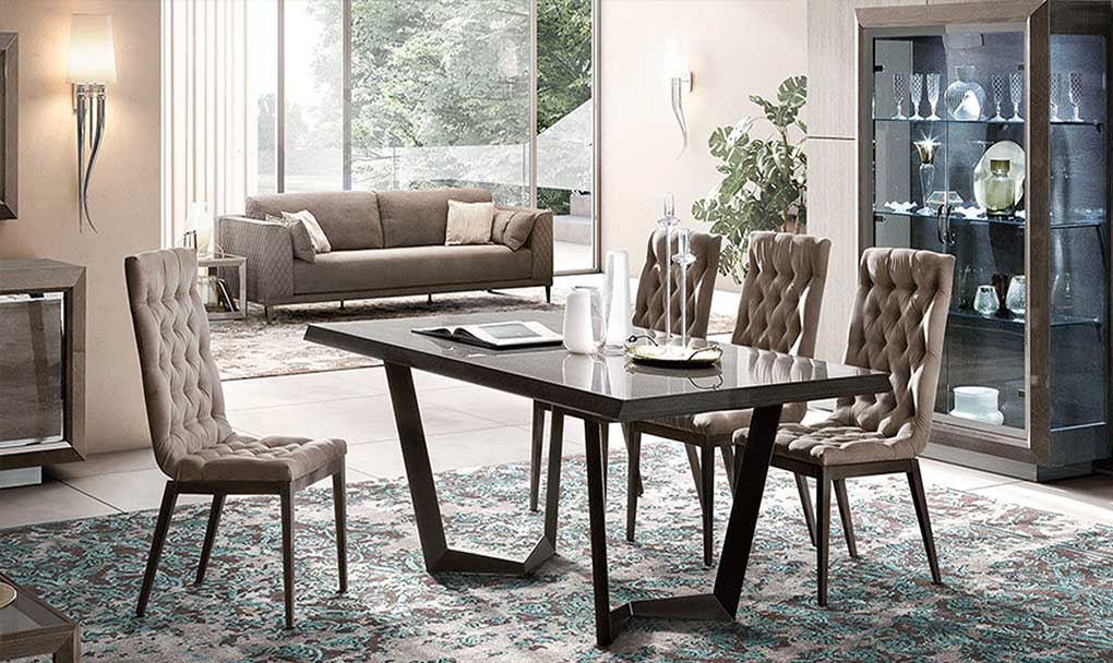 elite dining room brown silver birch set front 1