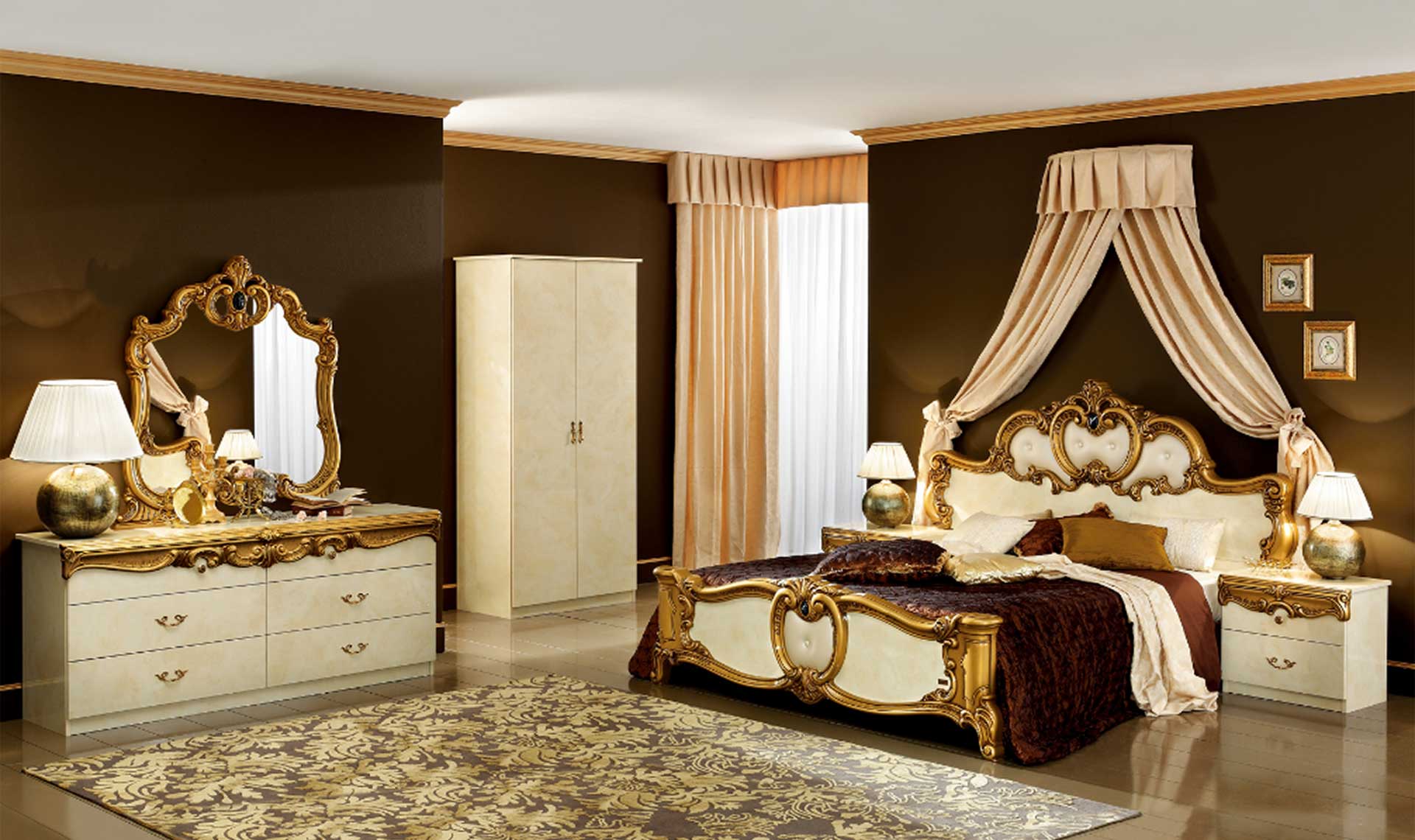 barocco traditional italian bed ivory full 1