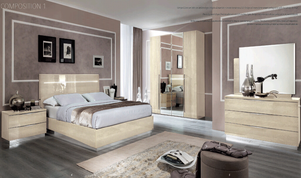 platinum legno bedroom ivory betulla sabbia front