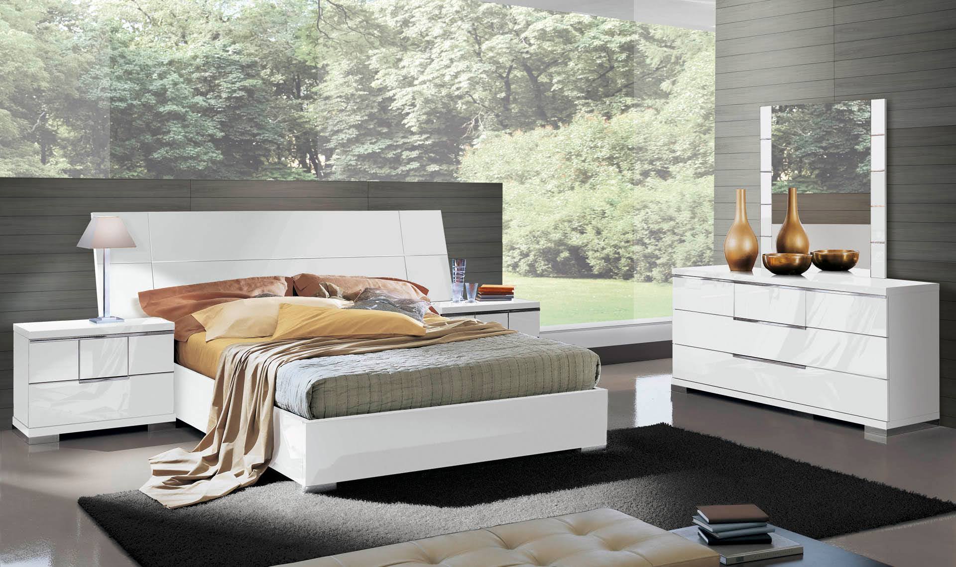 Italian White Glossy Asti Bedroom Set