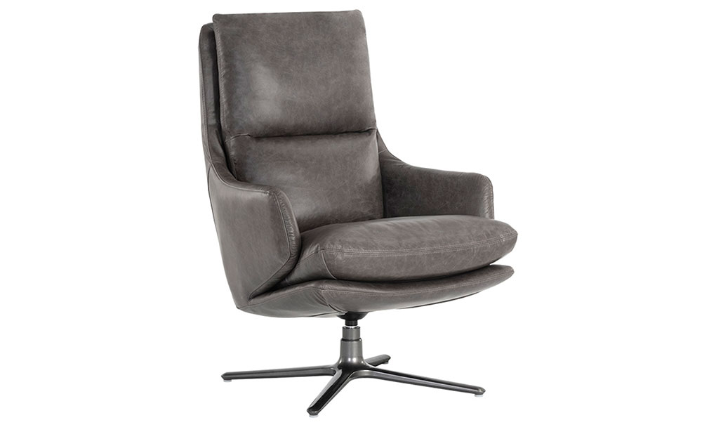 cardona swivel lounge chair gunmetal marseille concrete leather front 1