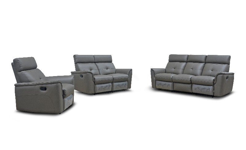 dark grey upholstered manual recliner 1