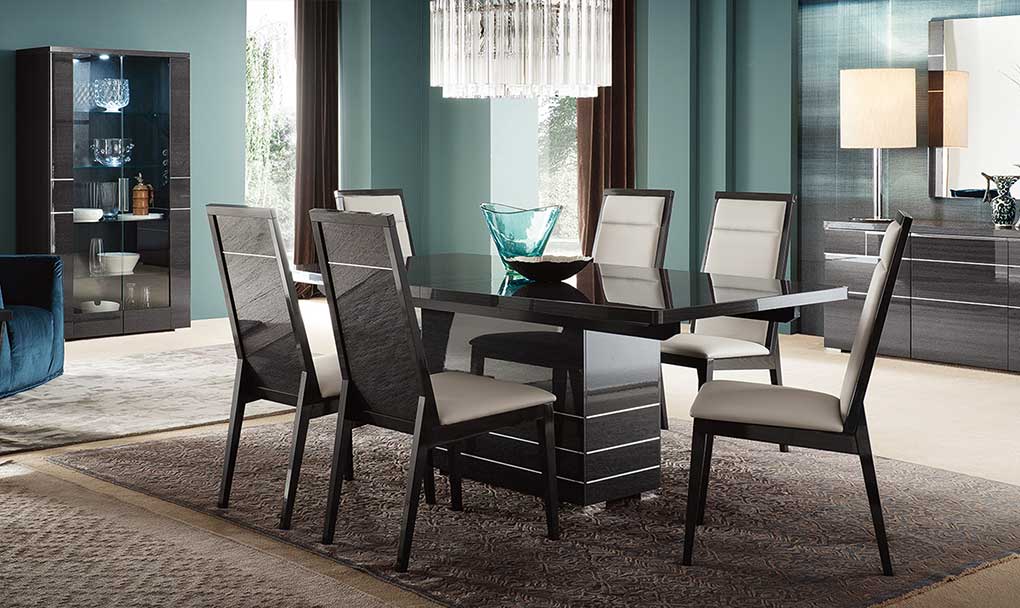 italian grey koto high glossy versilia dining set front 1