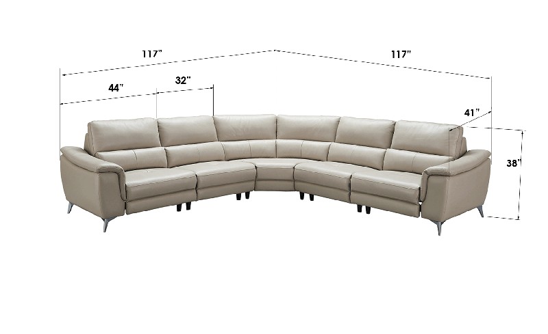 light grey electric leather reclining sectional 5