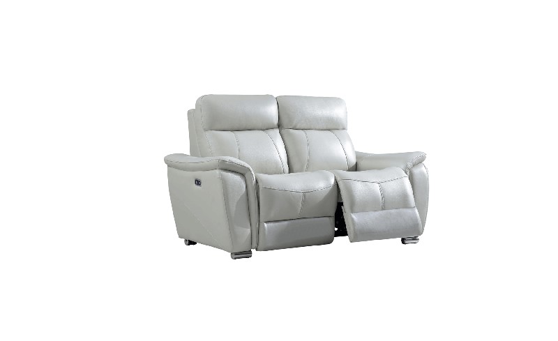 top grain leather light grey electric recliner 2