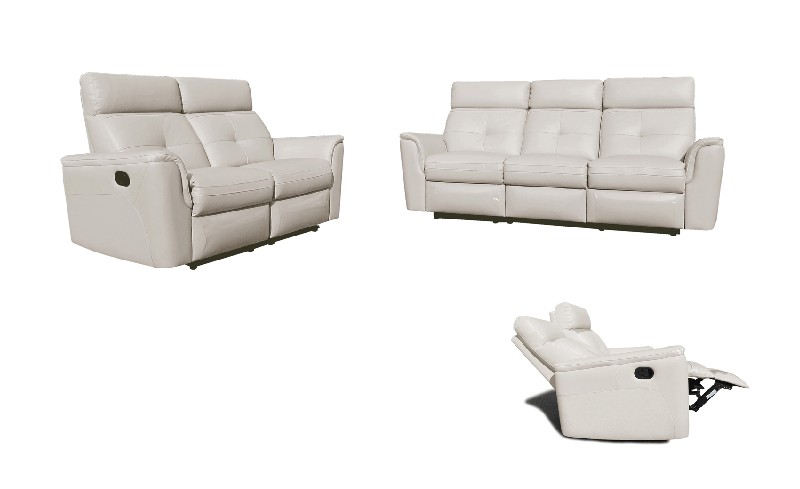 white upholstered manual leather recliners 3