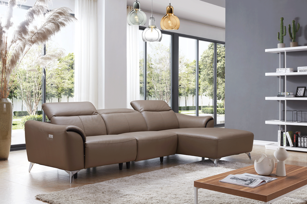 top grain leather reclining sectional