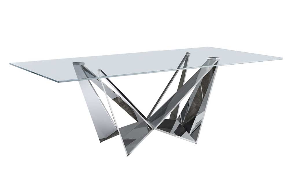 2061 modern dining table with fixed top front 1