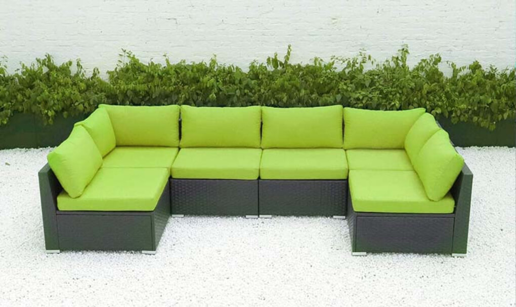 6pc patio sectional green front