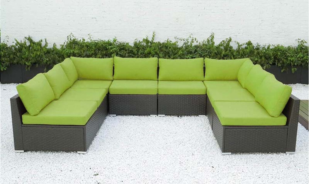 8pc patio sectional green front