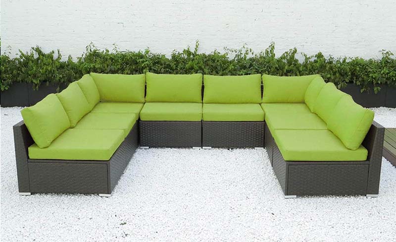 8pc patio sectional green