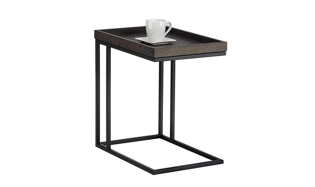 arden c shaped end table black charcoal grey front 1
