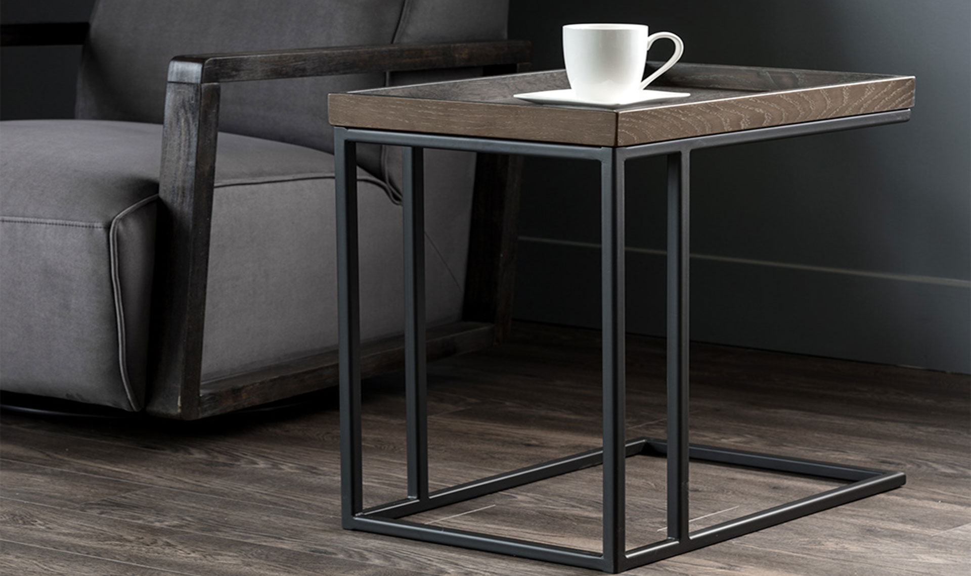 arden c shaped end table black charcoal grey full 3
