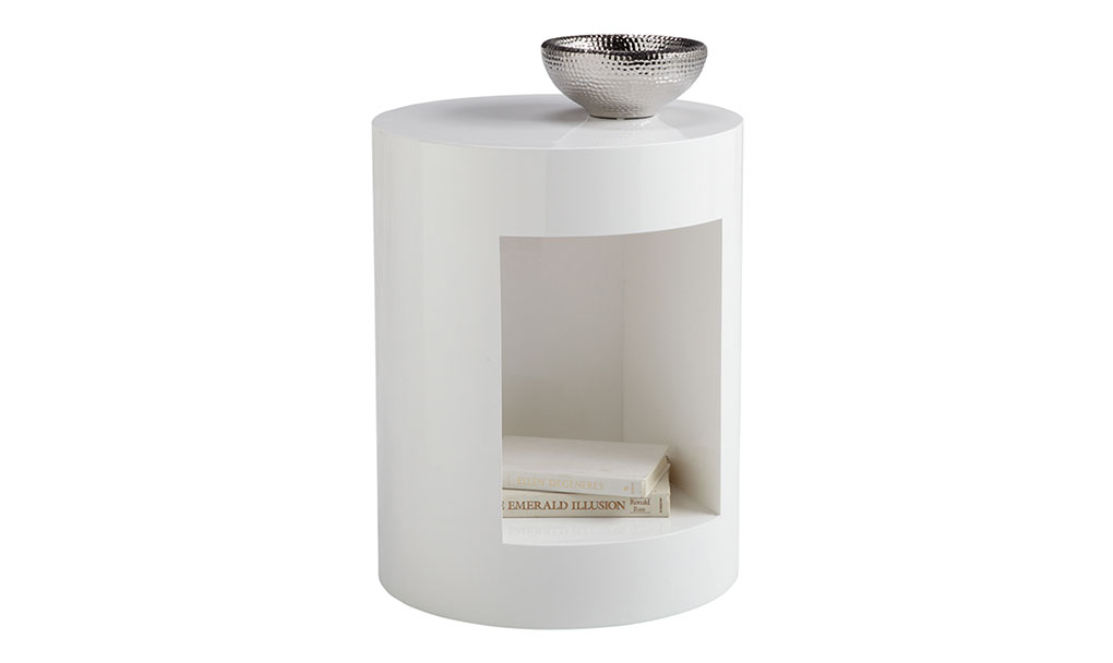 beacon end table high gloss white front 1