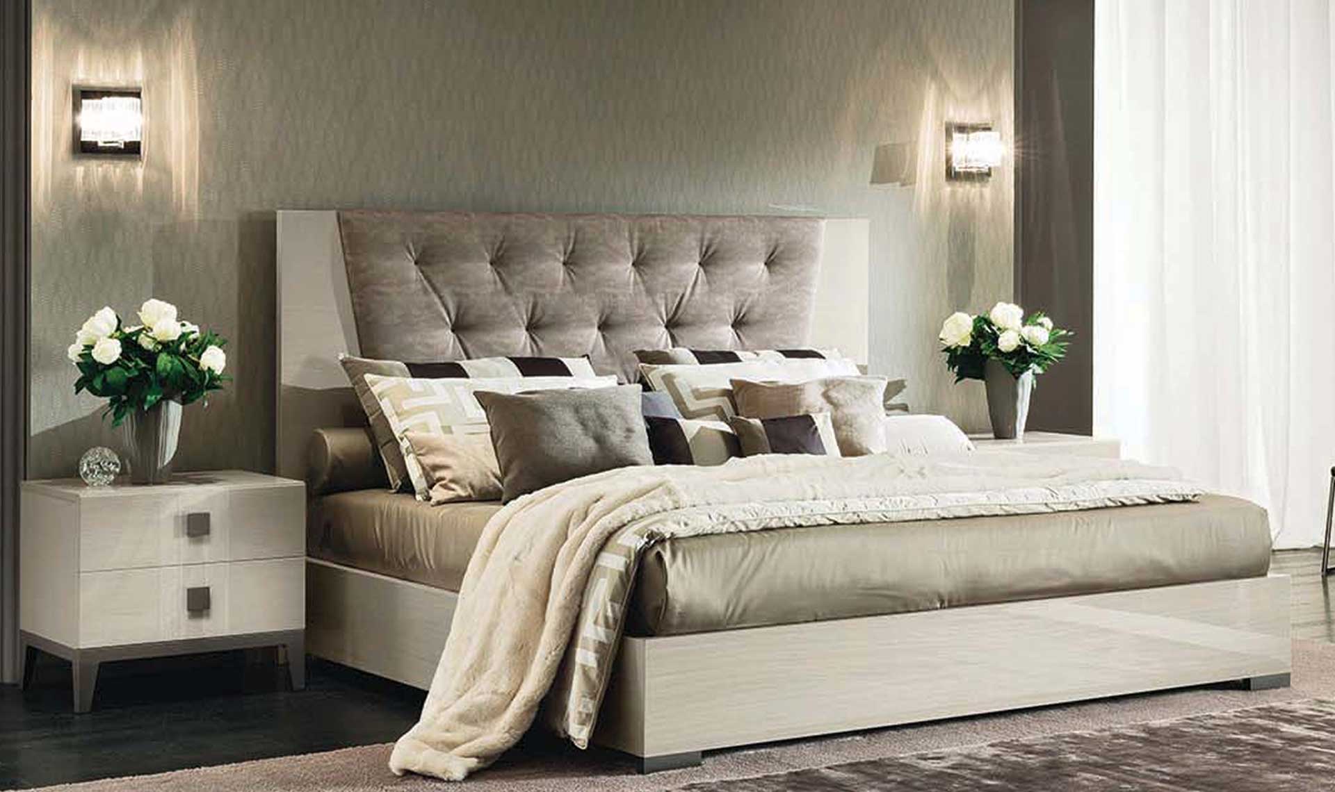 mont blanc italian bed with upholstered headboard high gloss full 1