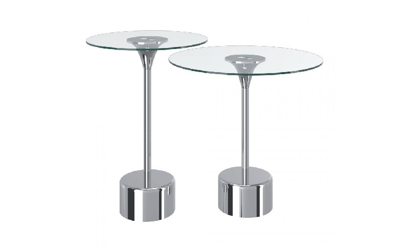 tulip 2pc nesting accent table set in chrome