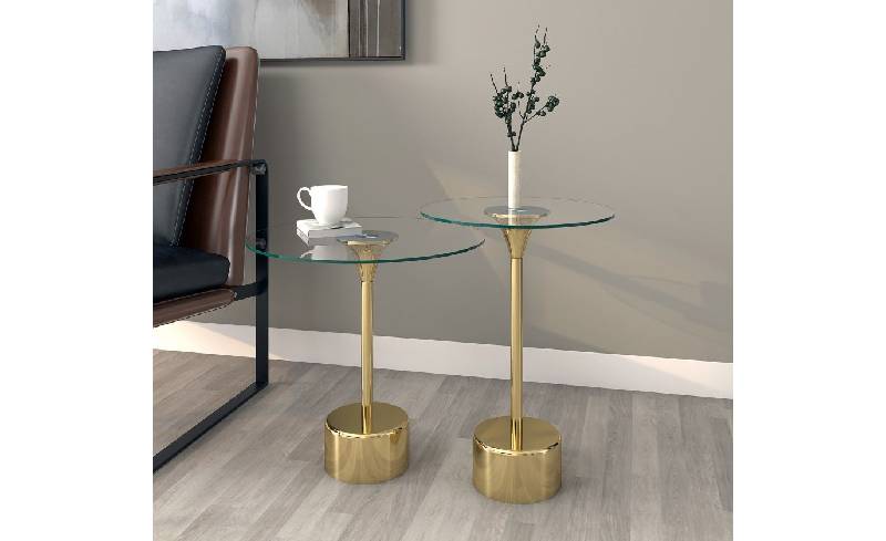 tulip 2pc nesting accent table set in gold 1