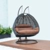 double patio swing chair brown
