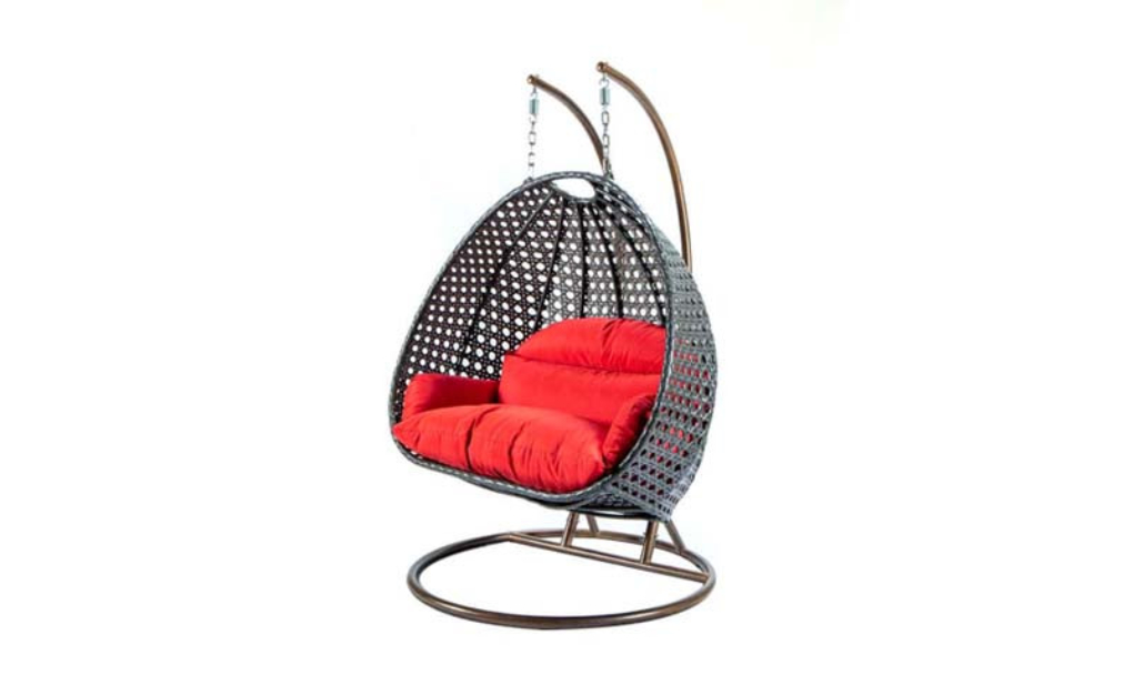 double patio swing chair red front