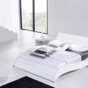 amita contemporary leather bed front