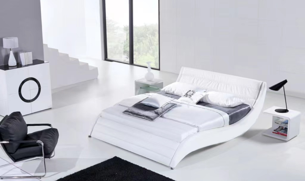 amita contemporary leather bed front