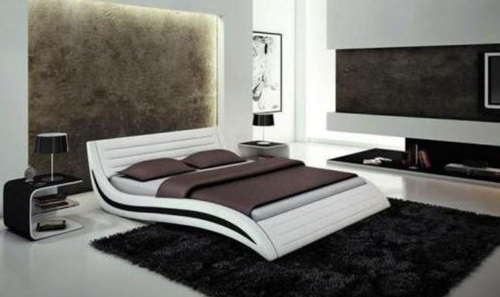 amita contemporary leather bed