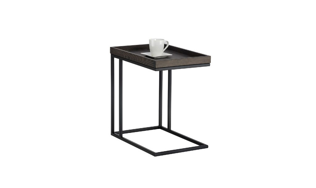 arden c shaped end table black charcoal grey