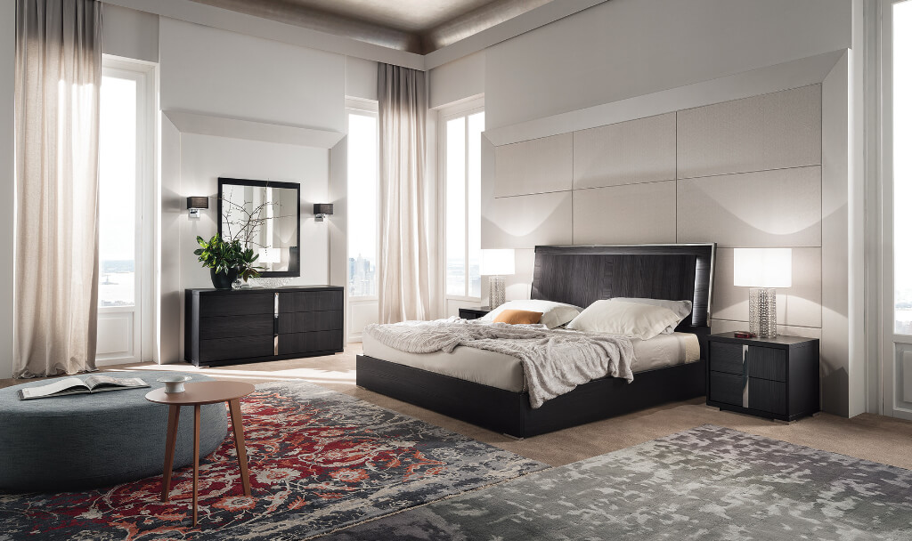 etna italian bedroom set–black pine eco veneer front