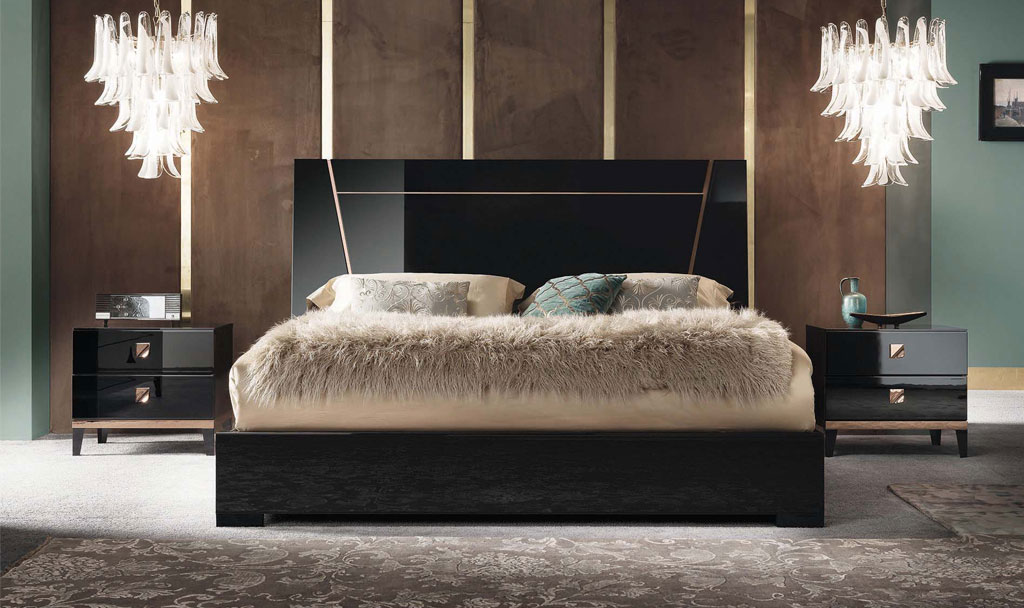 mont noir italian bedroom set glossy black