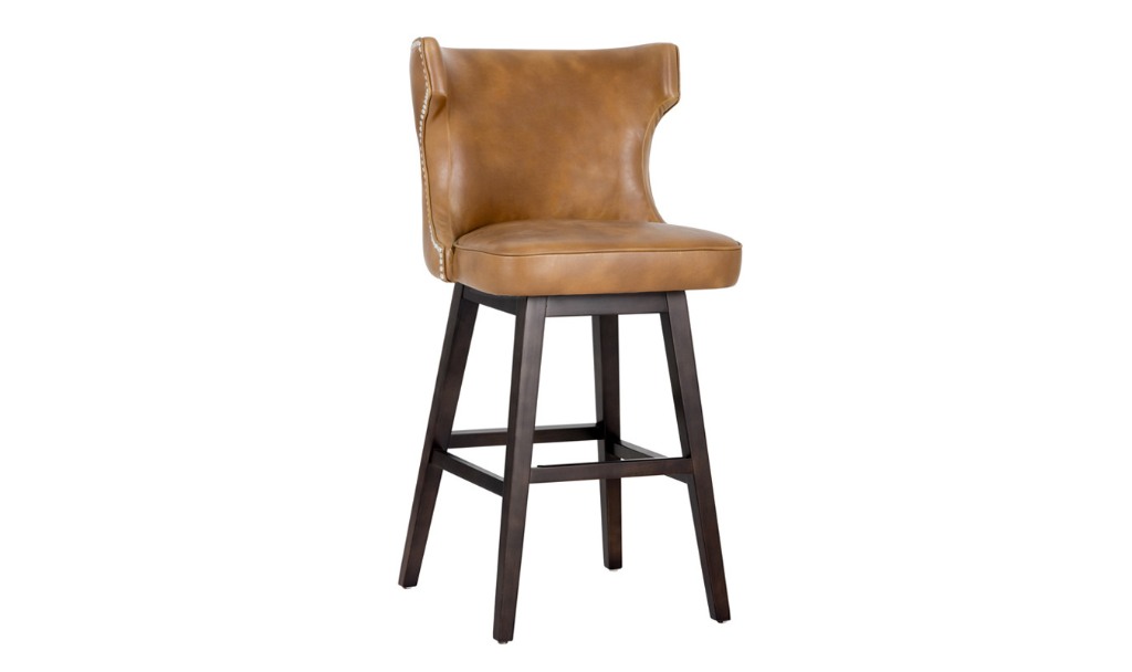 neville swivel barstool tobacco tan front