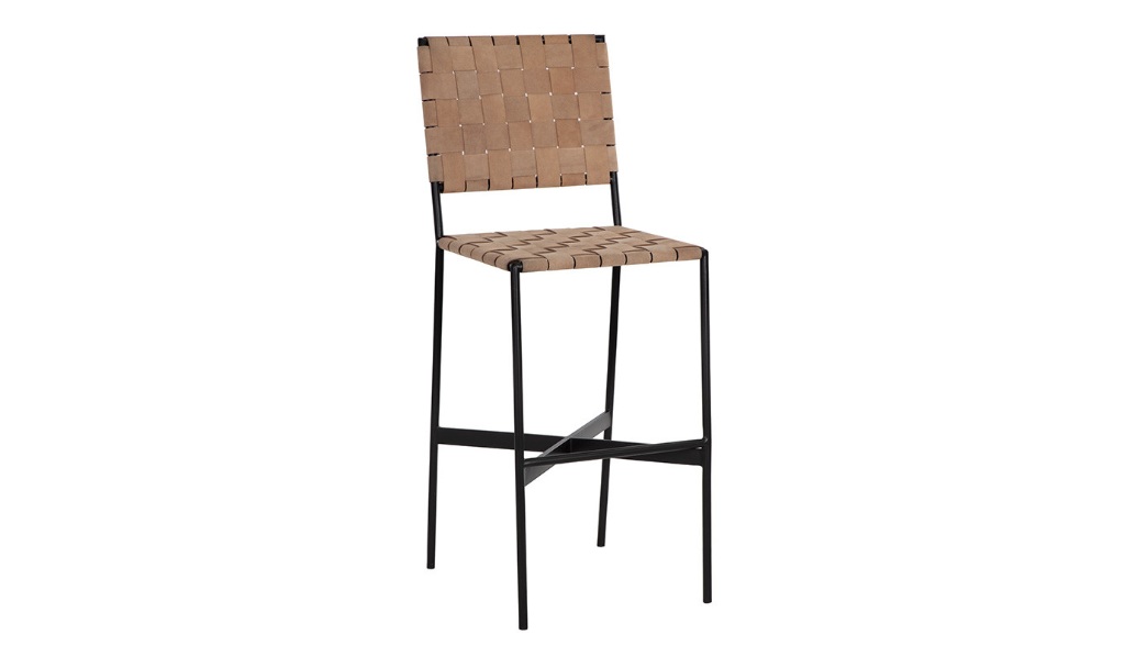 omari barstool black light tan leather front