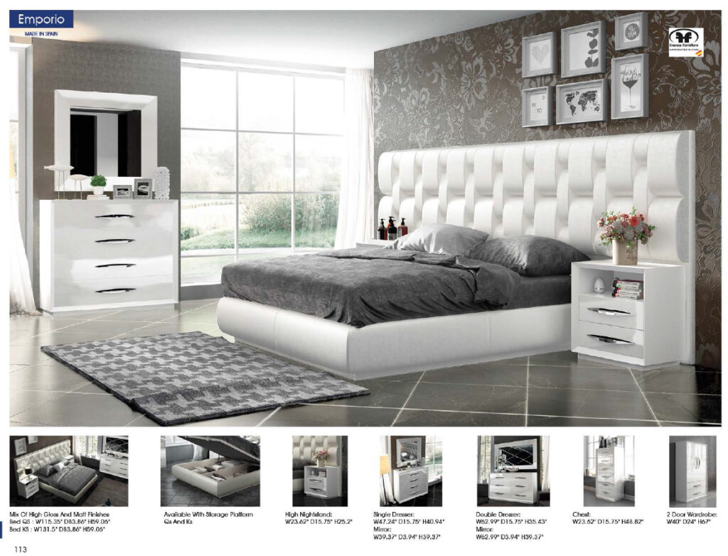 emporio white bedroom set