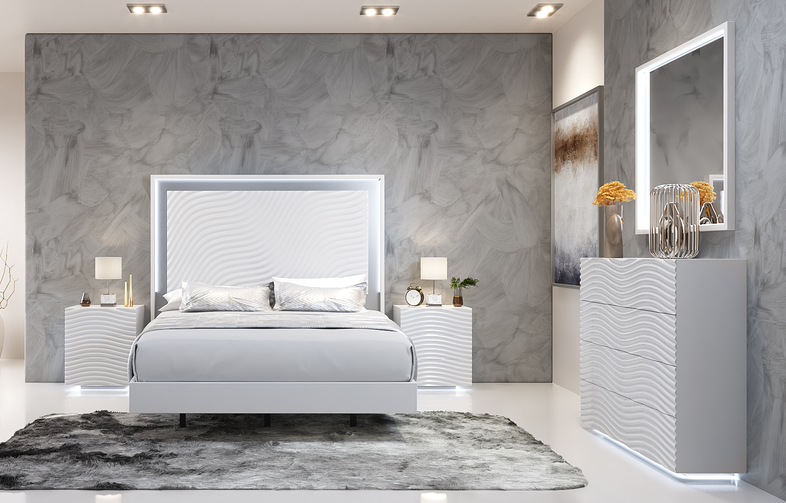 wave bedroom white