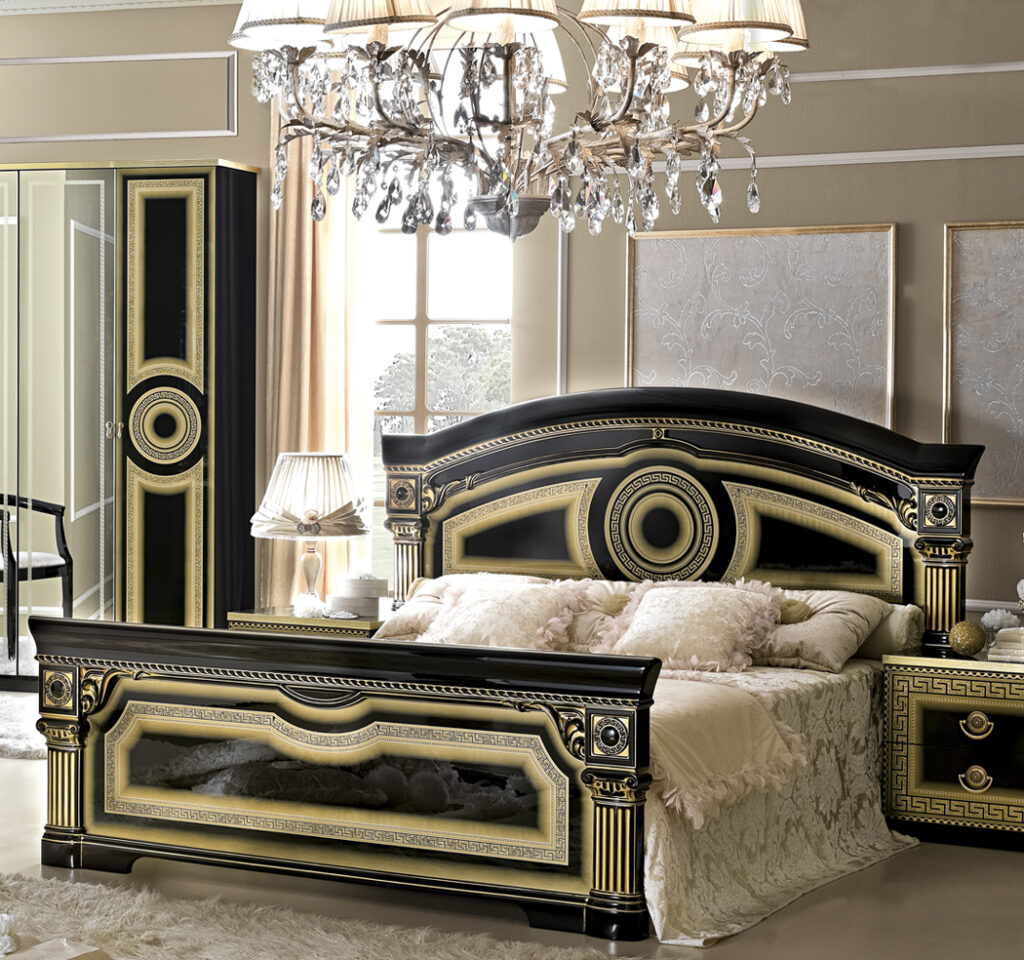 aida black w/gold bedroom set