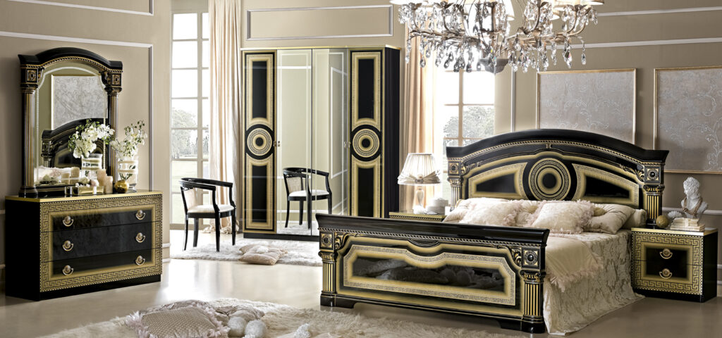 aida black w/gold bedroom set